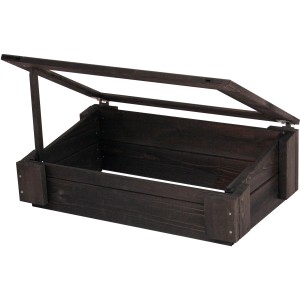 Anthrazit Frühbeet-Aufsatz (74x44 cm) für Hochbeet mit geöffnetem Deckel.