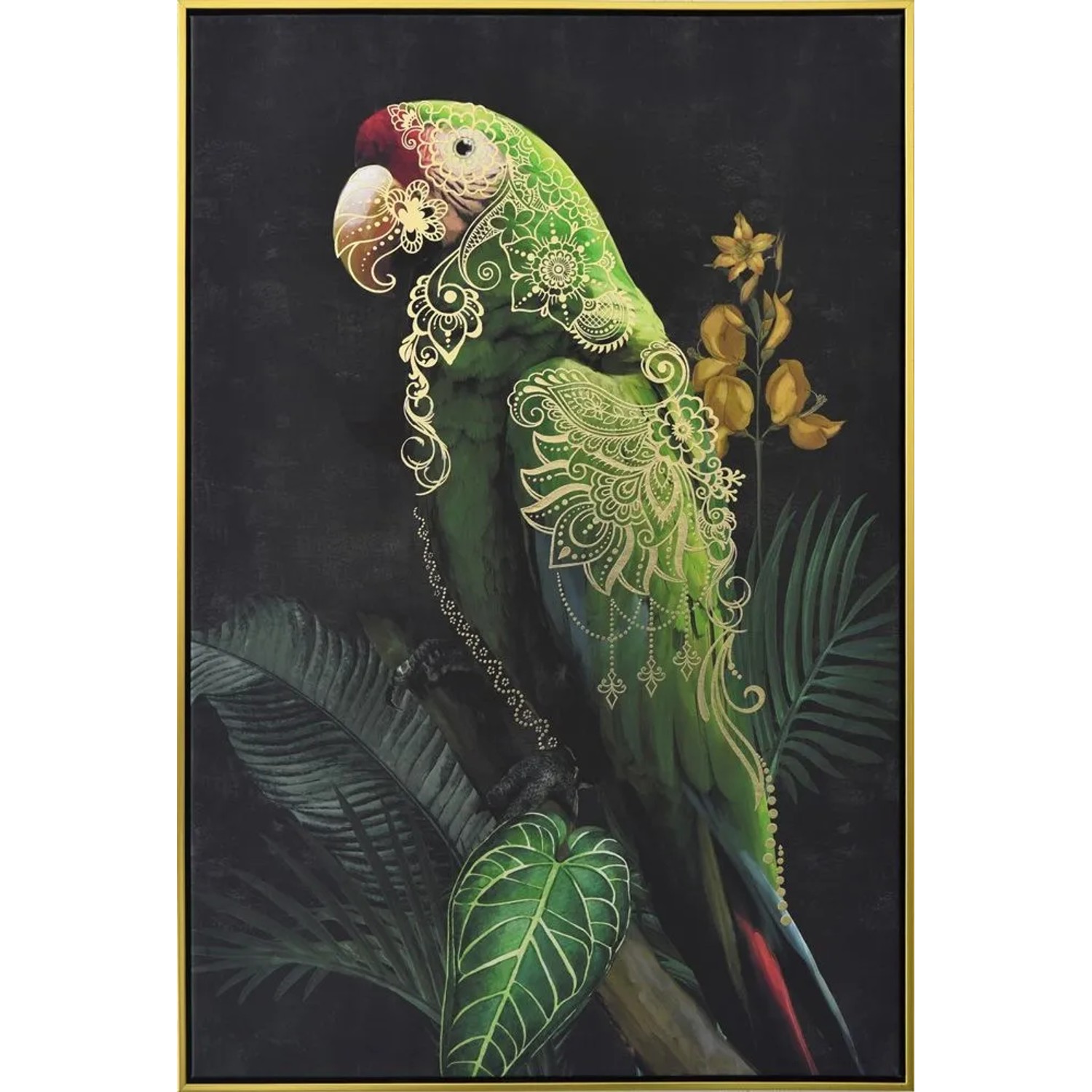 Art Universe Leinwandbild Grüner  Ornament-Ara 62 x 92 cm