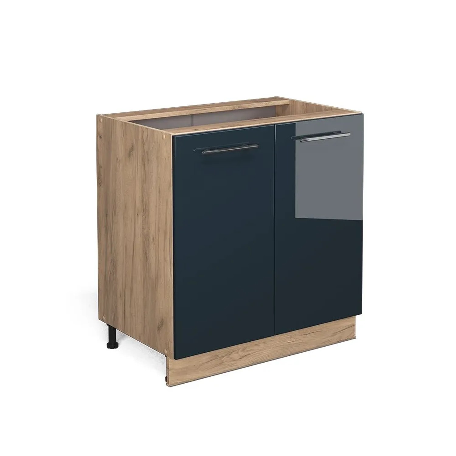 Vicco Küchenunterschrank Fame-Line DunkelBlau Hochglanz 80 x 82 mit Regal ohne Arbeitsplatte