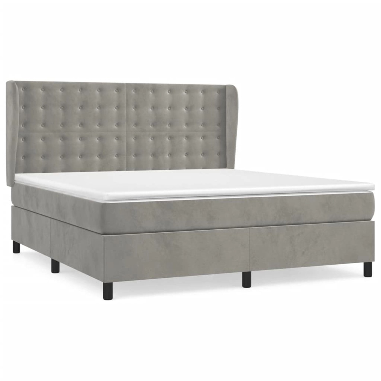 vidaXL Boxspringbett, Boxbett mit Matratze Hellgrau 160x200 cm Samt günstig online kaufen