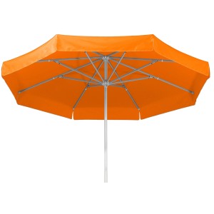 Orangefarbener Schneider Schirme Marktschirm Jumbo Ø 300 cm mit Seilzugmechanik.