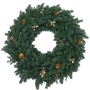 Künstlicher Tannen-Kranz, Ø 60cm, mit grünen Zweigen, goldfarbenen Zapfen & Blättern. Ideal für Weihnachtsdeko.