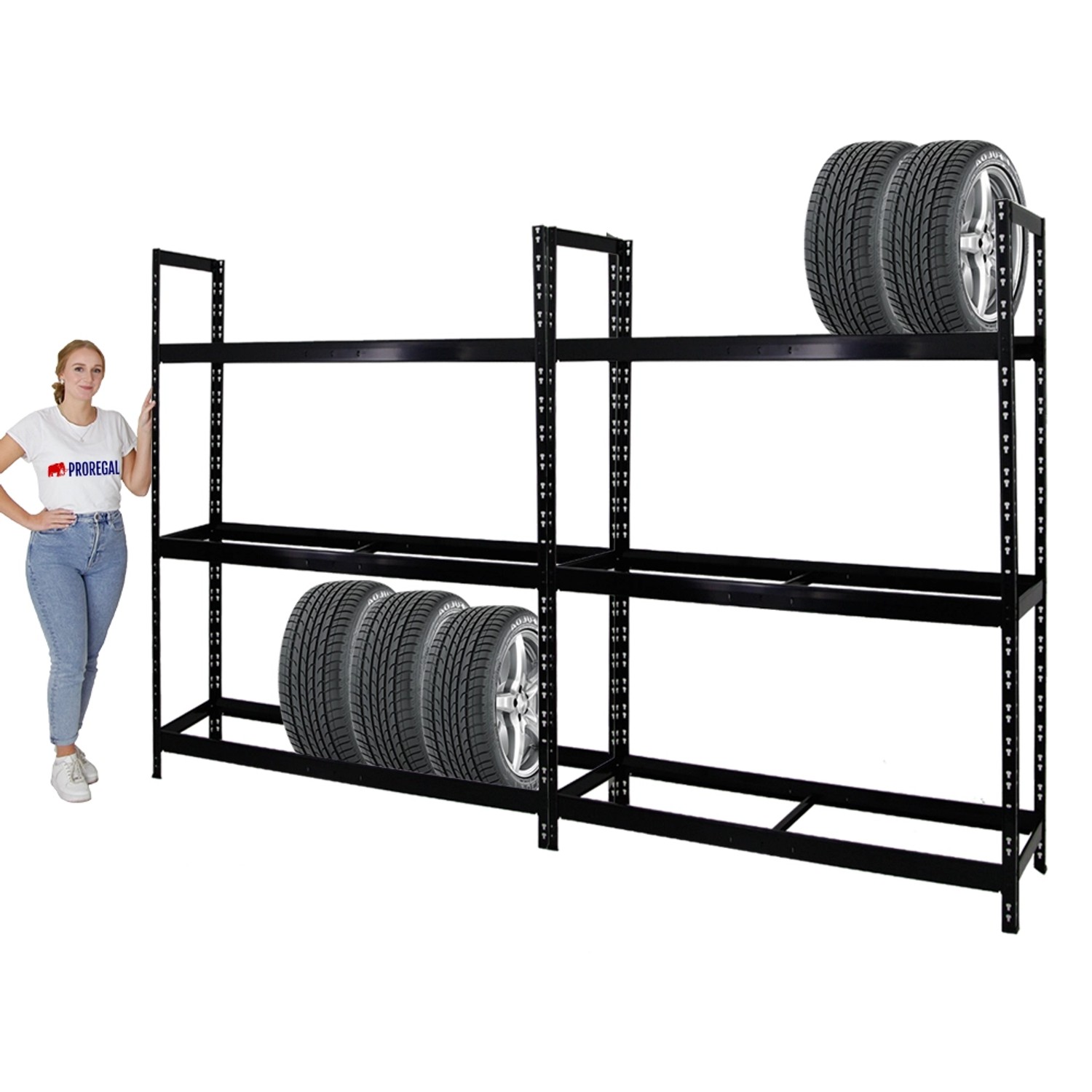 PROREGAL Mega Deal: 2 schwarze Reifenregale Tiger XL für bis zu 36 Reifen. Regale & Regalböden.
