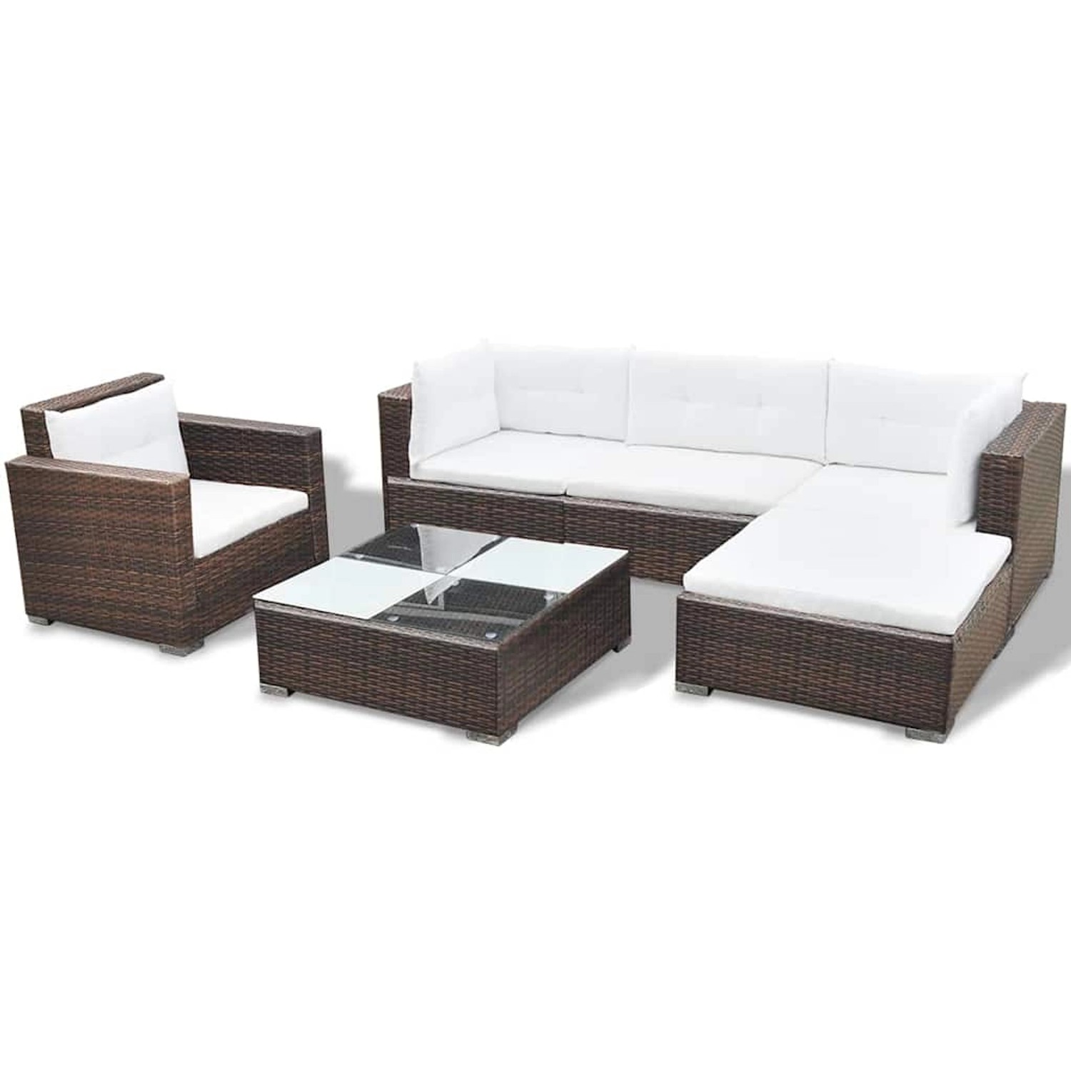 vidaXL 6-Tlg Garten-Lounge-Set mit Kissen Poly Rattan Braun 42742