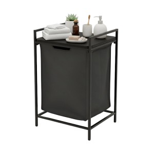 Relaxdays Wäschesammler Metall Schwarz mit Ablage 72 cm x 50 cm x 33 cm 3,7 kg