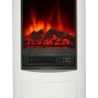 Weißer EL Fuego Elektrokamin Wien II mit simuliertem Feuer und Schublade.