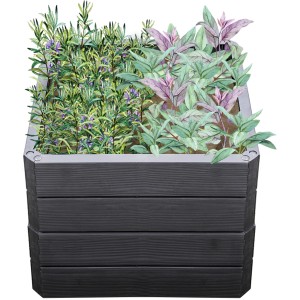 Garantia Hochbeet Ergo Quadro S Wood, quadratisches Kunststoff-Hochbeet mit Bepflanzung.