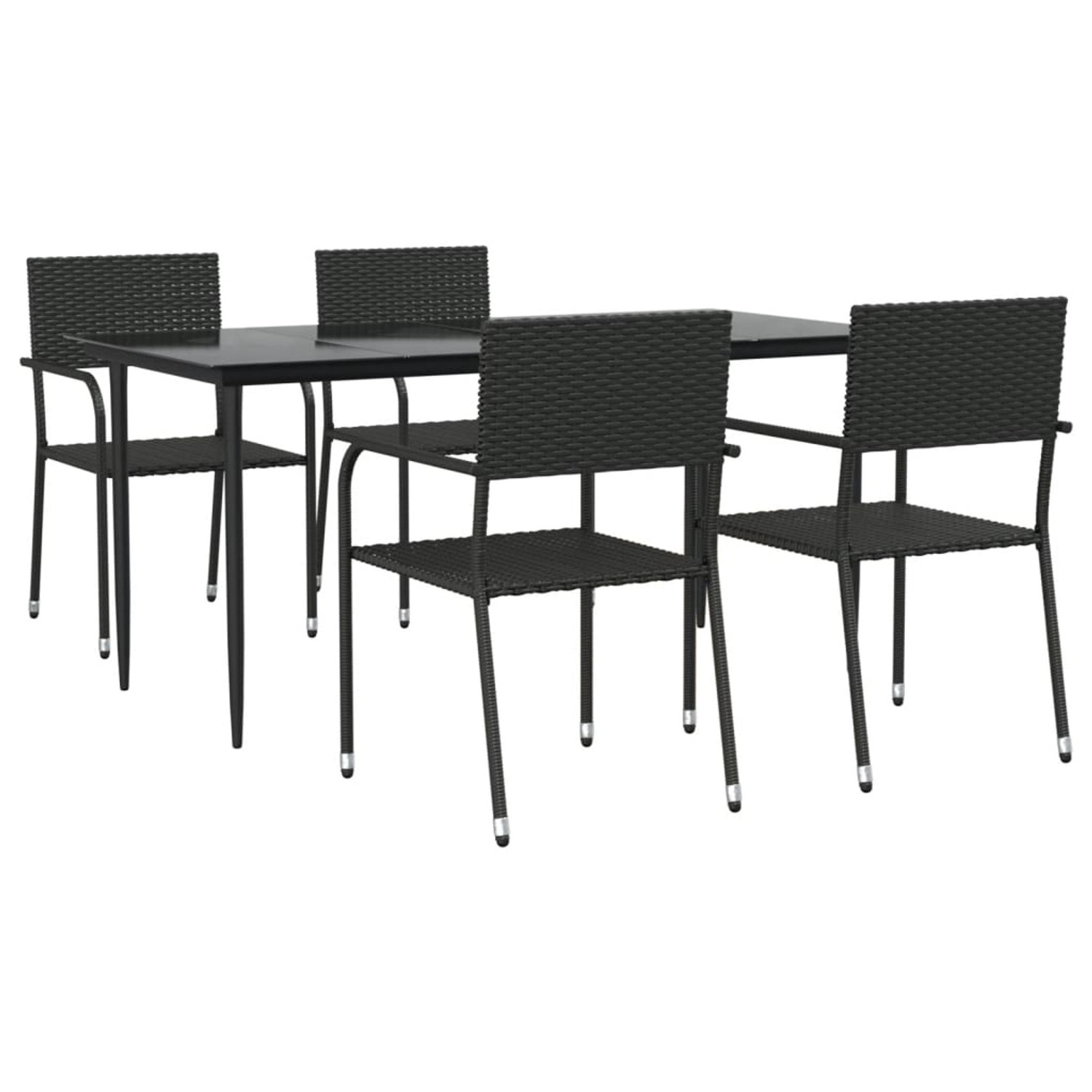 vidaXL 5-Tlg Garten-Essgruppe Schwarz Poly Rattan und Stahl 3203276 günstig online kaufen