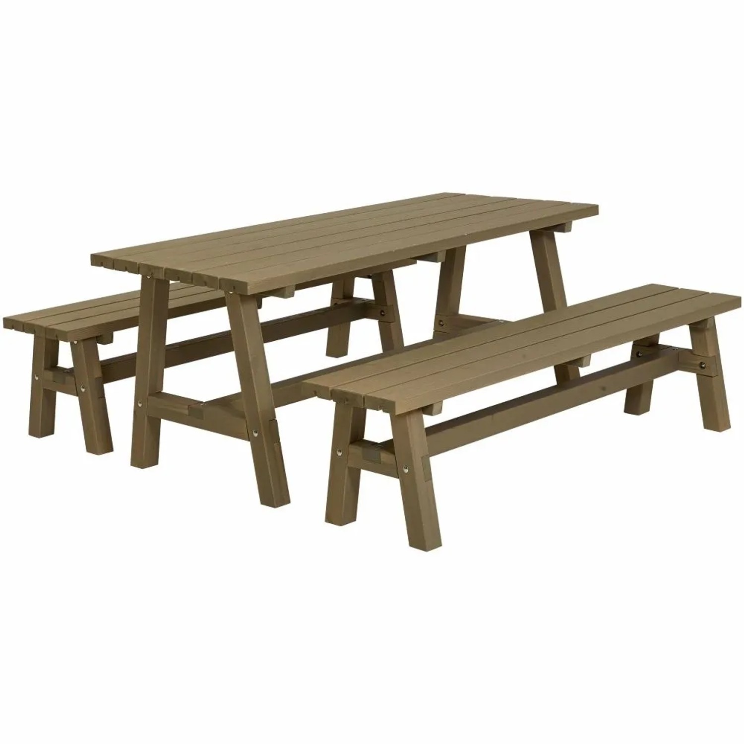 PLUS Gartensitzgruppe aus Holz 177 cm Graubraun Druckimprägniert Country-Stil Gartenmöbel Set