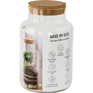 Mini-Ökosystem im Glas mit Korken, DIY Flaschengarten Set, Ø 18x32cm.