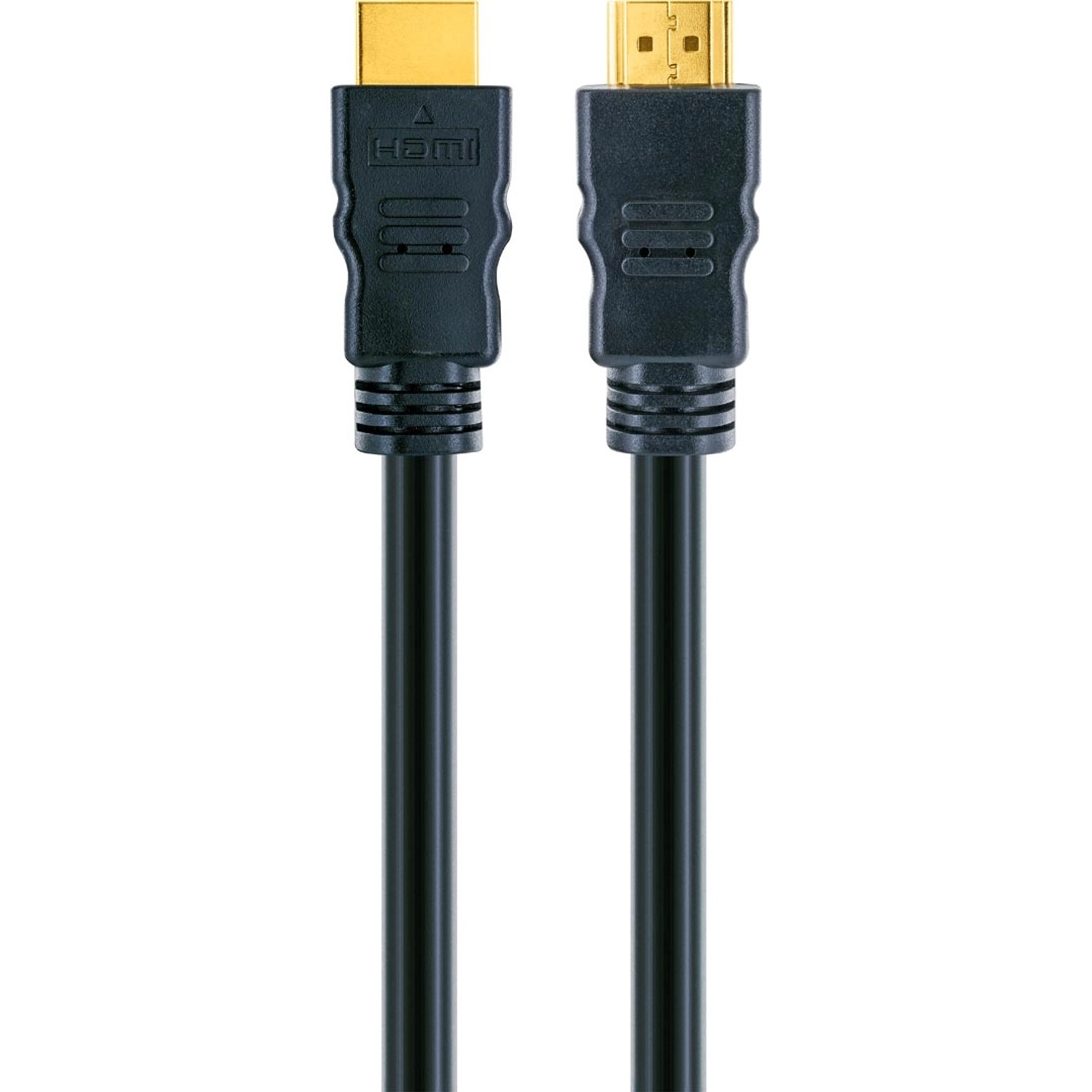 Schwaiger Premium High-Speed HDMI-Kabel mit Ethernet, schwarzes Kabel mit vergoldeten Anschlüssen.
