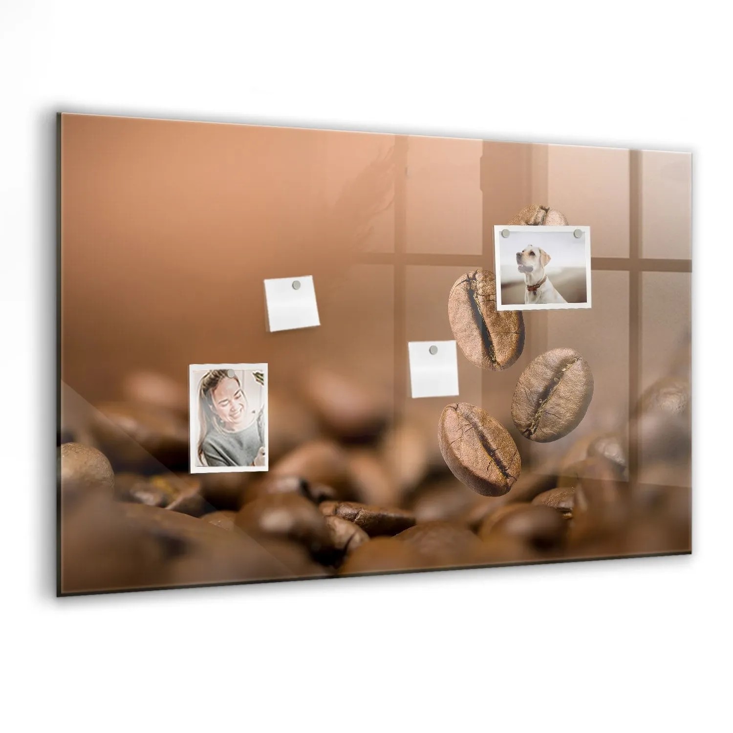 Tulup Schreib Magnettafel Kaffeebohnen 90x60 cm Magnettafel Wohnzimmer Glas Weißer Marker Magnettafel Flur Glas