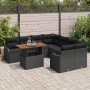 Schwarzes 9-teiliges vidaXL Garten-Sofa-Set aus Poly Rattan mit Tisch und Stauraum.