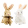 Osterdeko: Zwei Plüschhasen (weiß, braun) mit Schleife, 4 cm, für Ostern.
