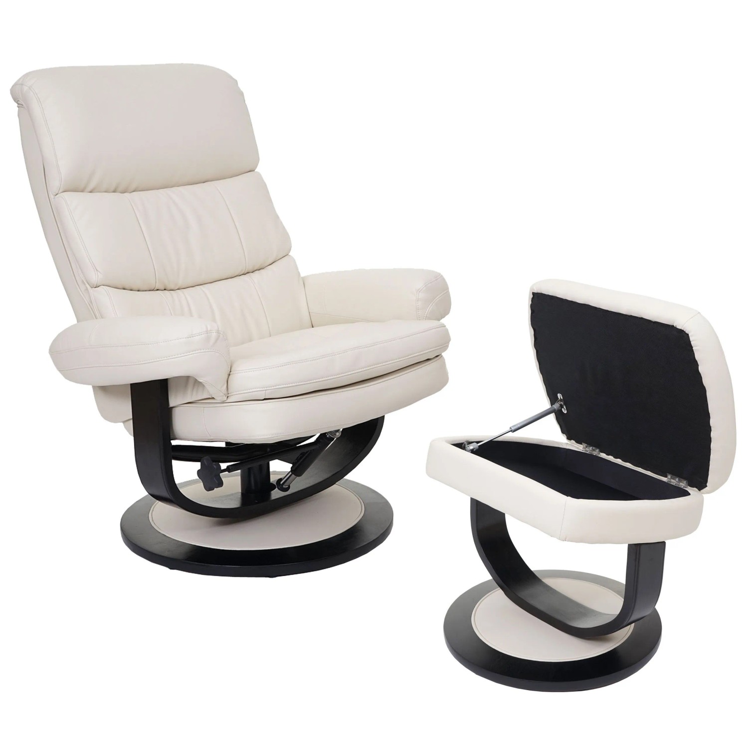 MCW Relaxsessel C16 Hocker mit Staufach Kunstleder Creme