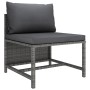 Graues vidaXL Gartenmöbel Lounge-Set Element aus Rattan mit anthrazitfarbenen Kissen.