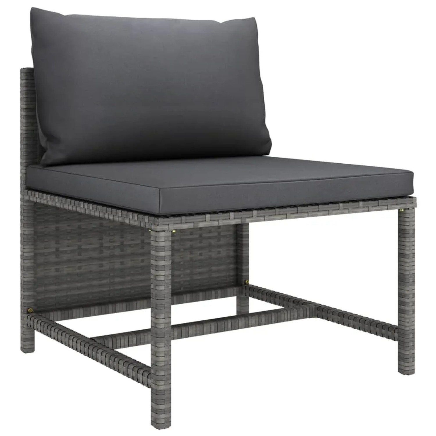 Graues vidaXL Gartenmöbel Lounge-Set Element aus Rattan mit anthrazitfarbenen Kissen.