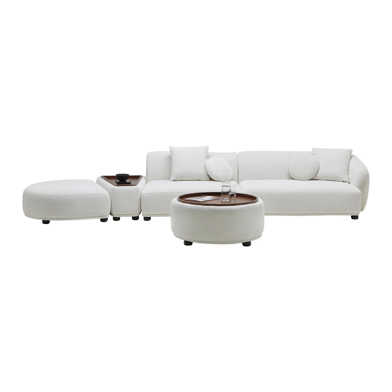 Bessagi Home Wohnlandschaft Kira Weiß Webstoff inkl. Couchtisch