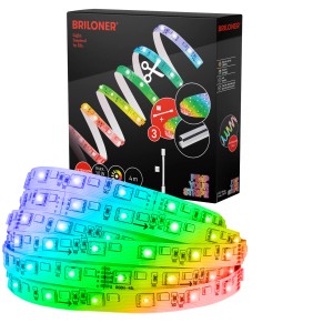 Briloner LED-Band Erweiterungs-Set, 4m RGB/W, mit Verpackung. Flexibler LED Streifen für farbige Akzente.