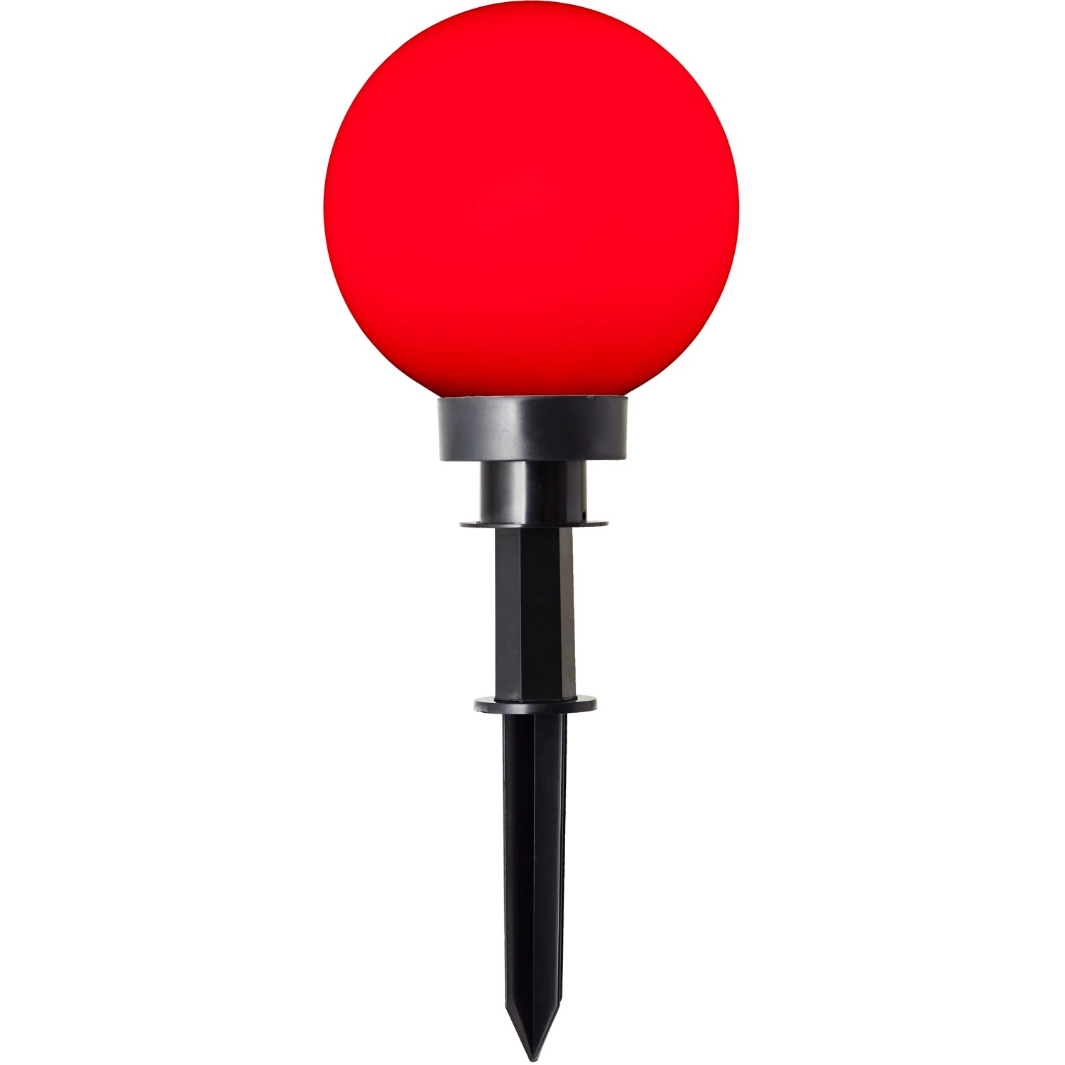 Rote LED-Gartenleuchte Thore von Brilliant, 8W, mit Erdspieß für den Außenbereich.