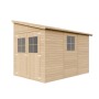 Timbela Gartenhaus M339A, 6 m², Holz natur, mit Doppeltür und Fenster.