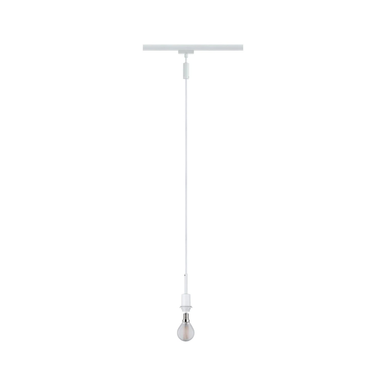 Weißes URail Pendel DecoSystems ohne Leuchtmittel, max. 20W E14 für Schienensysteme.