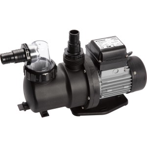 Steinbach Pool-Filterpumpe SPS 75-1 für Pools bis 33.000 l, schwarzes Gehäuse.