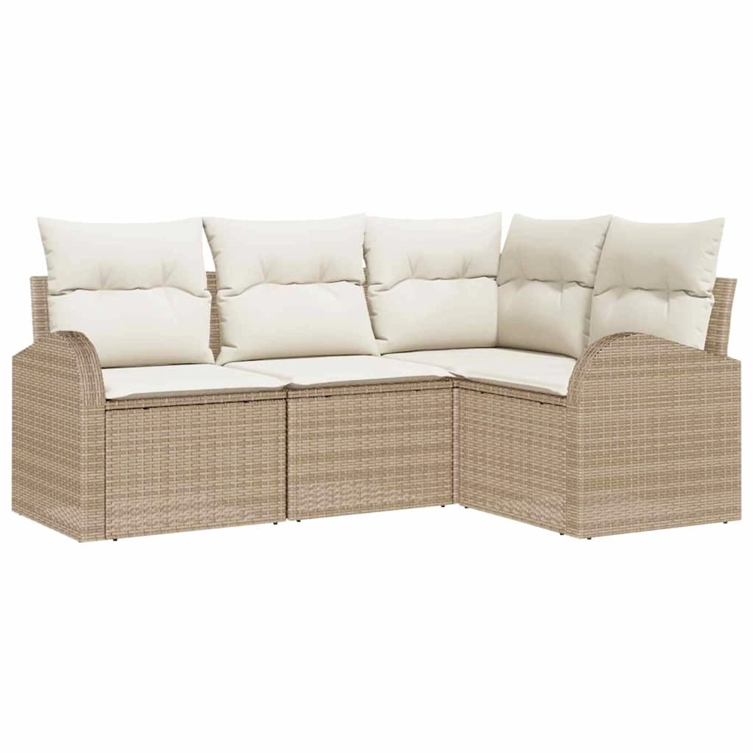 vidaXL Garten-Sofa-Set mit Kissen 4-Tlg Beige Weiß Poly Rattan 3354690 günstig online kaufen