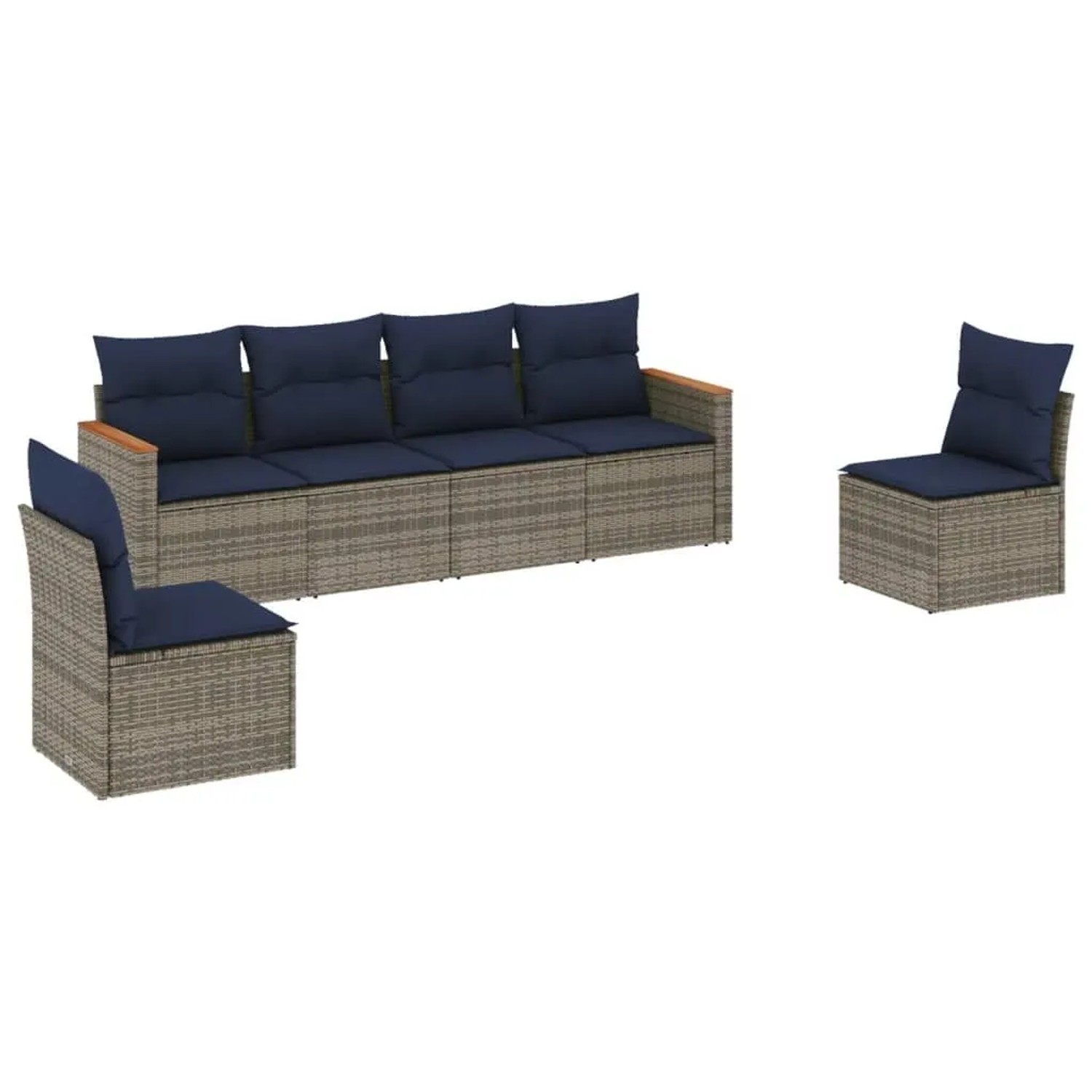 vidaXL 6-Tlg Gartensofa-Set mit Kissen Grau Polyrattan 3225865 günstig online kaufen