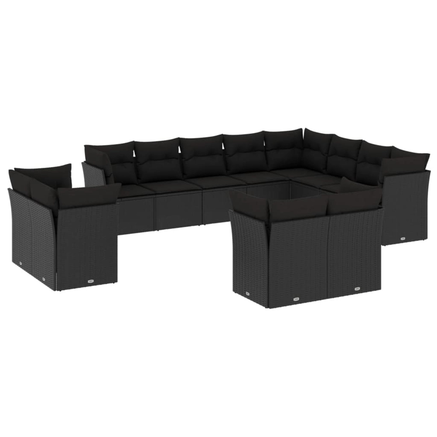 vidaXL 12-tlg Garten-Sofagarnitur mit Kissen Schwarz Poly Rattan Modell 11 günstig online kaufen