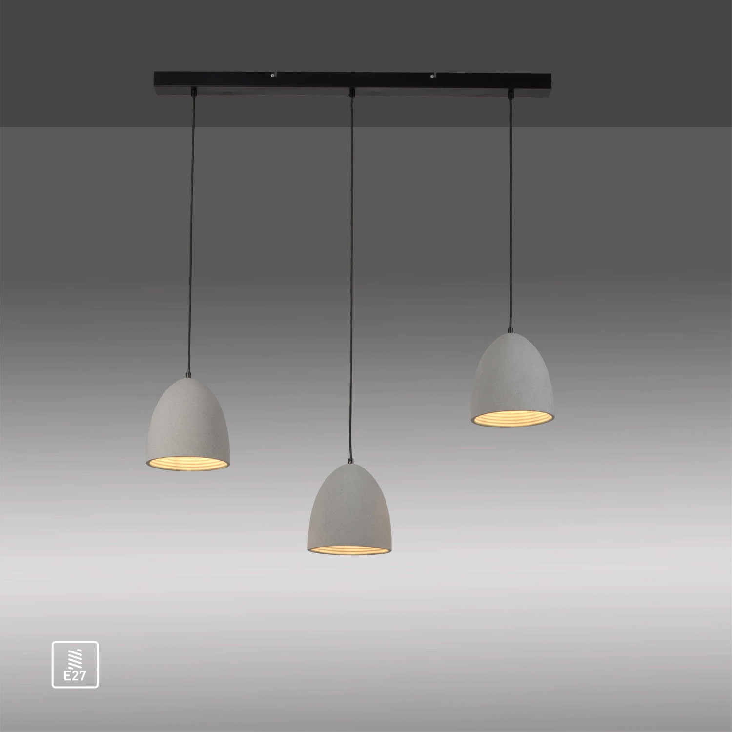 Paul Neuhaus Eton Pendelleuchte in Betonoptik, 3-flammig, ideal für Esszimmer.