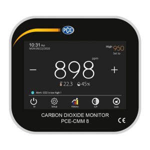 PCE Instruments CO2 Messgerät CMM 8 mit Touchdisplay zur Messung der Luftqualität.