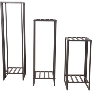 Garden Pleasure Pflanzständer-Set Teya, 3-teilig, aus schwarzem Stahl, für Pflanzenanzucht.