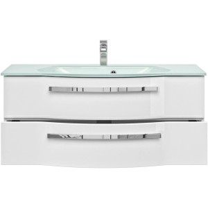 Pelipal Waschtisch Serie 4005, 117 cm, Polarweiß mit Softclose. Waschbeckenunterschrank mit zwei Schubladen.
