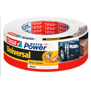 Tesa Extra Power Universal Klebeband, weiß, 50m x 50mm. Vielseitig einsetzbar zum Reparieren und Befestigen.