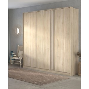 Parisot Kleiderschrank in Eiche Japanisch Drehtürenschrank 3-Türig 185 x 203 cm Escale6
