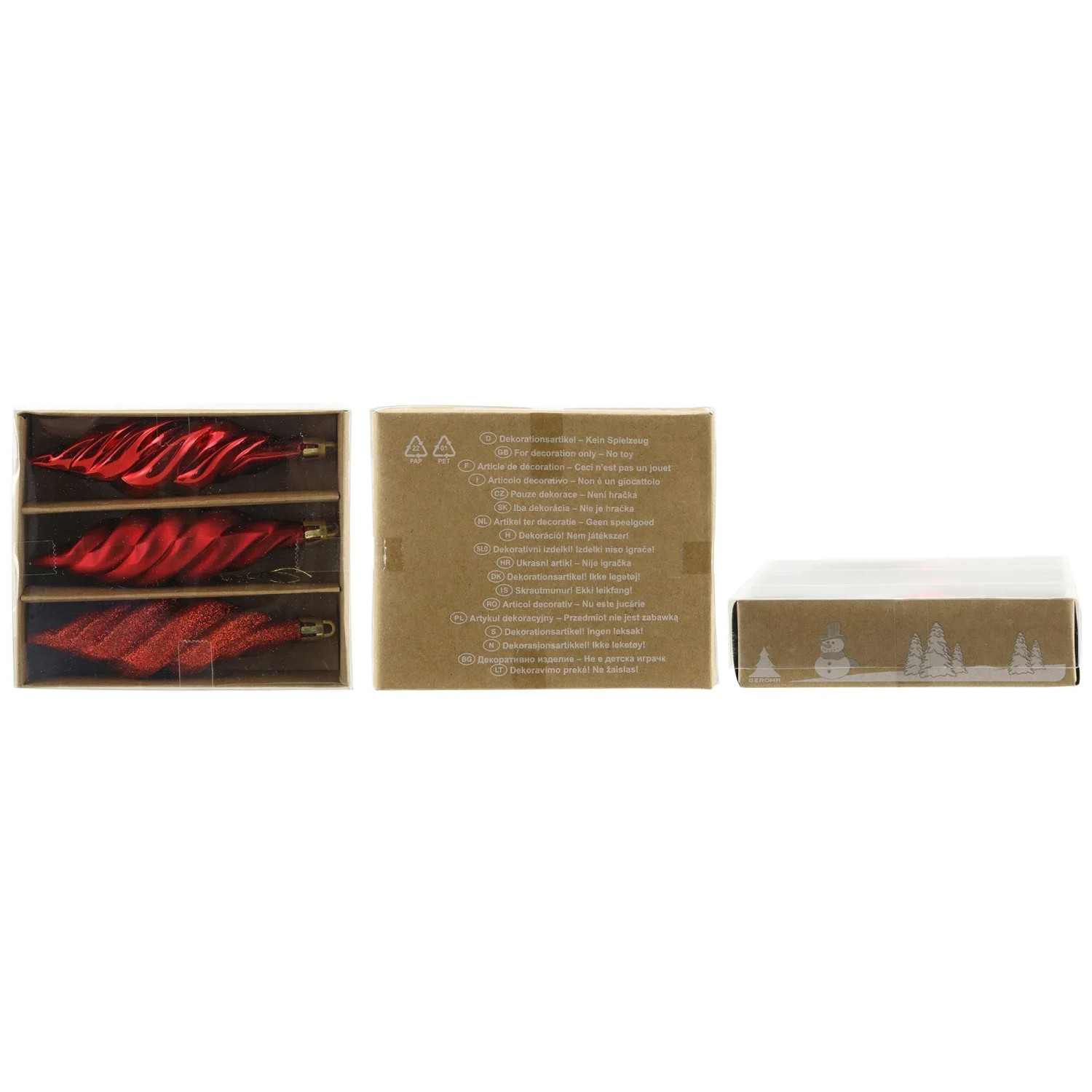 Weihnachts-Deko Eiszapfen zum Hängen aus Kunststoff 10,5 cm x 3,5 cm Rot 3 Stück