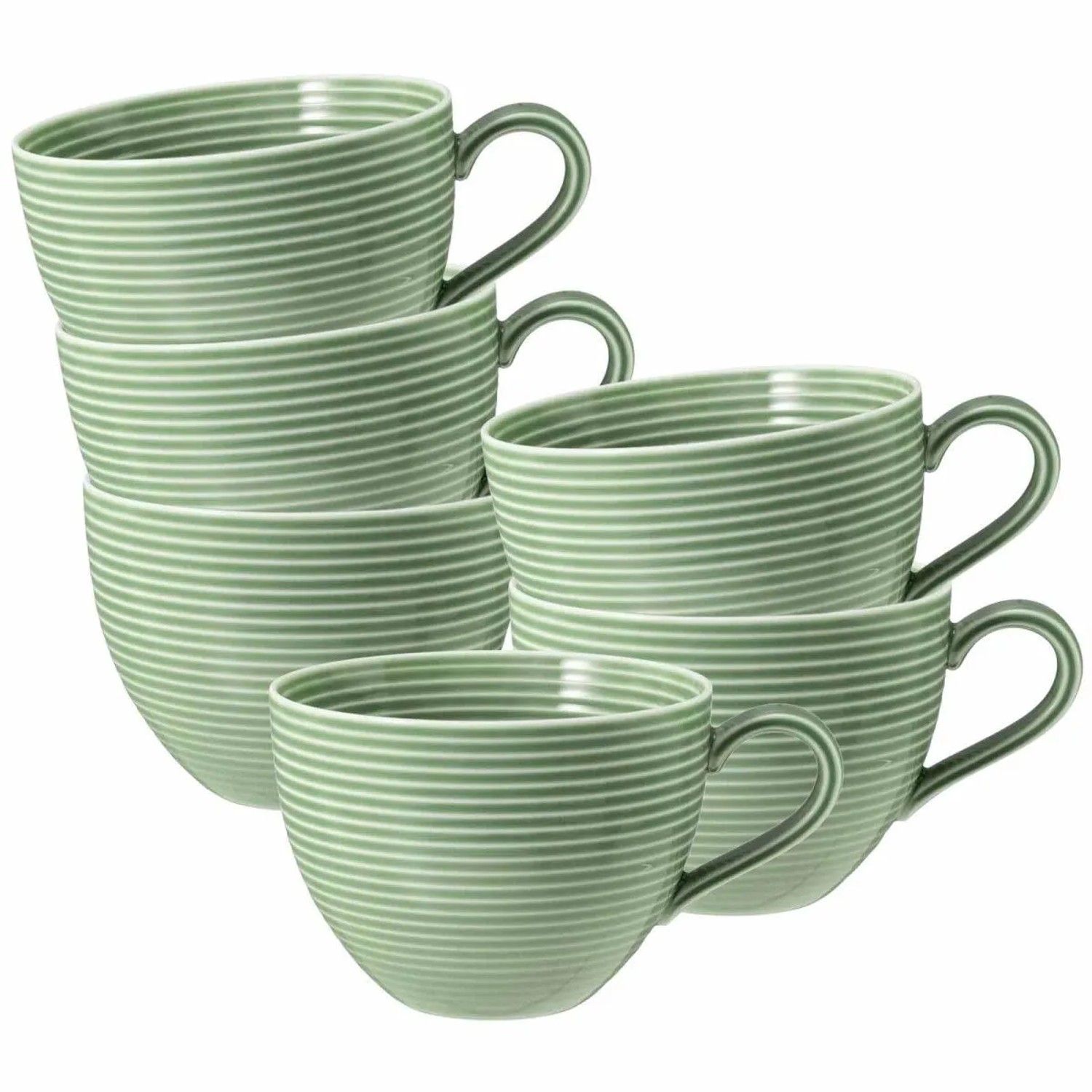 Seltmann Weiden Beat Color Glaze Milchkaffeetasse 0,35, 6er Set Salbeigrün