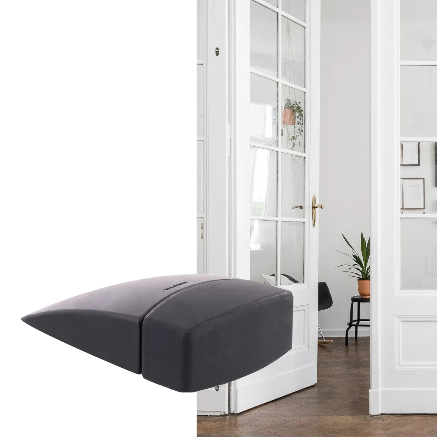 Schwarzer Wagner Bodentürstopper Black Deluxe, selbstklebend, 80x50x20 mm.