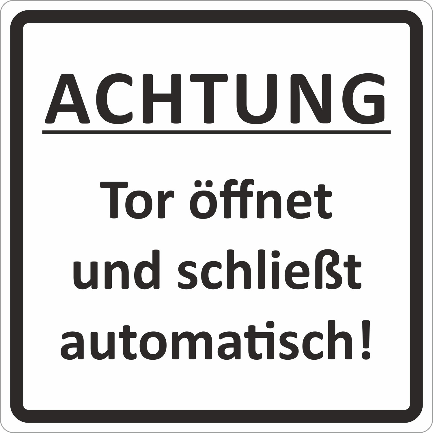 Türsschild Achtung Tor öffnet und Schließt Automatisch 12 cm x 4,5 cm Hard-PVC