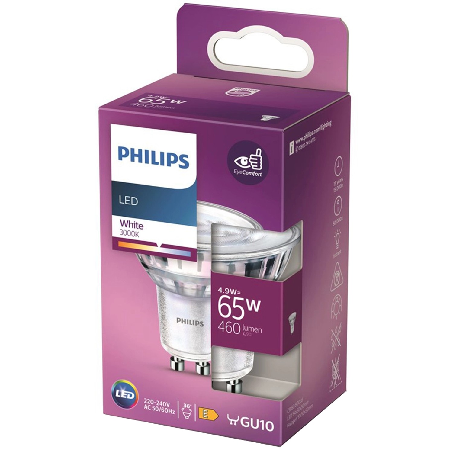 Philips LED-Leuchtmittel GU10 4,7 W Warmweiß 460 lm EEK: E 5,4 x 5 cm (H x Ø)