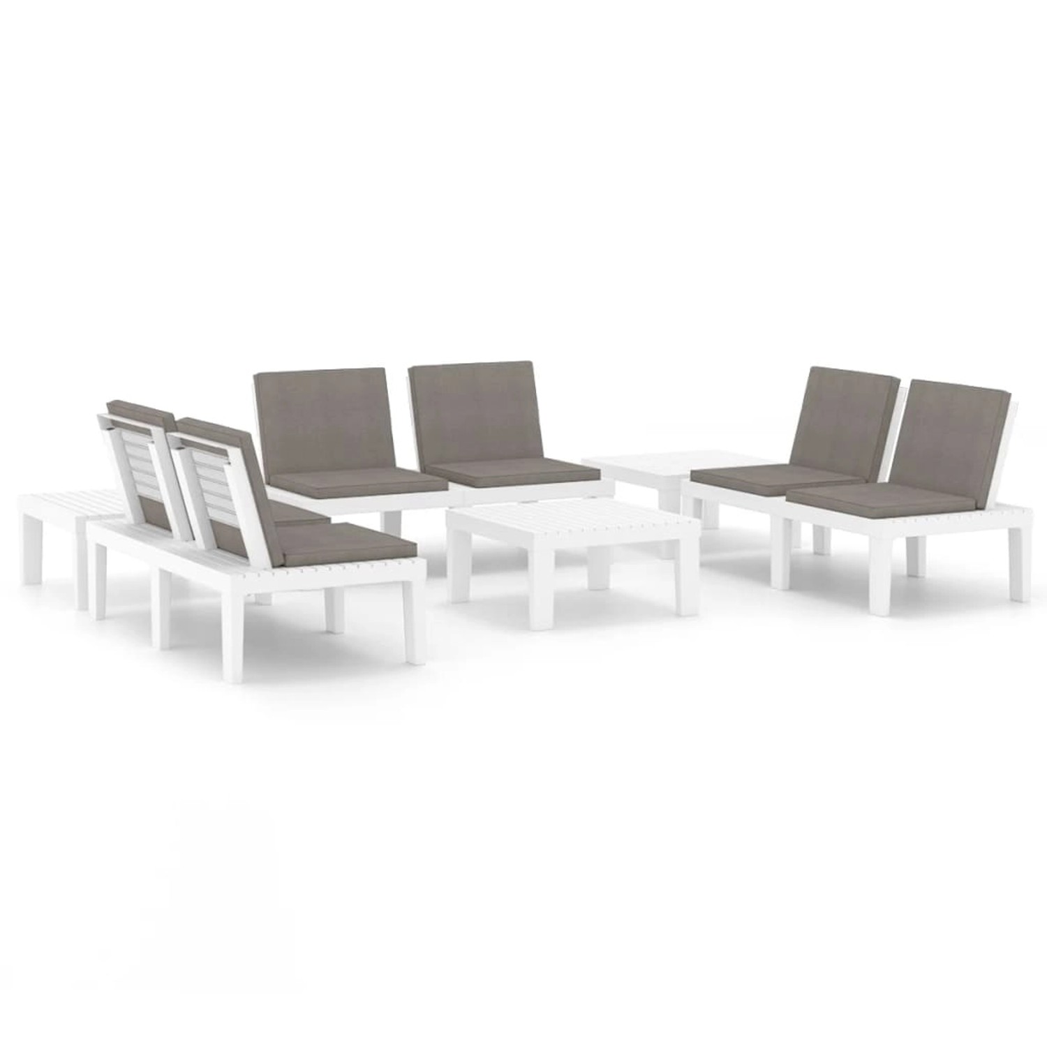 vidaXL 6-Tlg Garten-Lounge-Set mit Auflagen Kunststoff Weiß 3059833