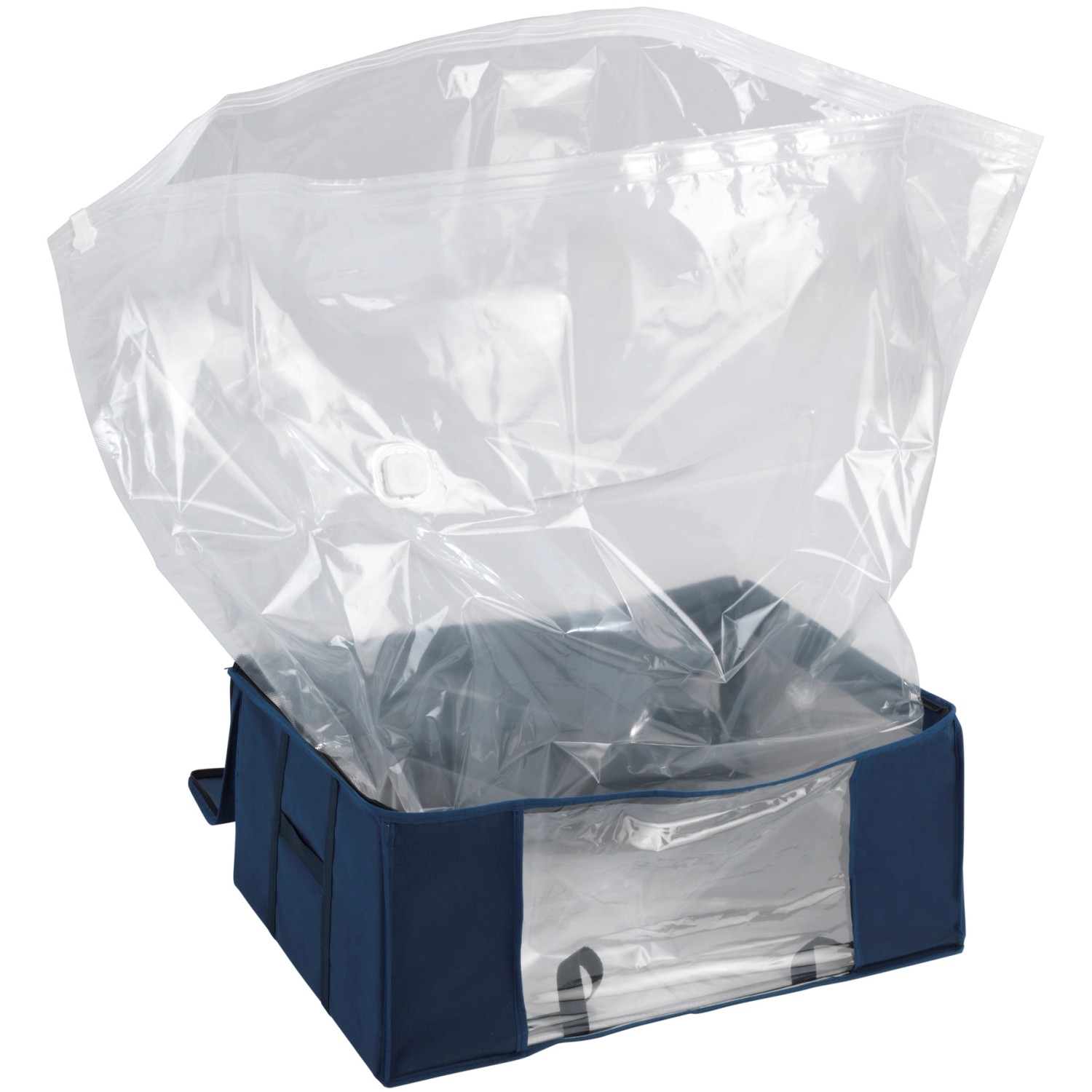 Wenko Vakuum Soft Box Air L Blau für textile Aufbewahrung mit Vakuum-Tasche.