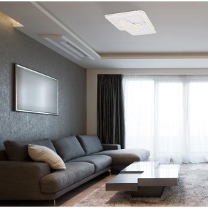 Weiße, dimmbare LED-Deckenleuchte Kique von Globo, smarte Lampe für Wohnräume.