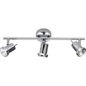 Chromfarbiger LED-Spot Hoorn mit 3 Strahlern. Modern und flexibel einstellbar.