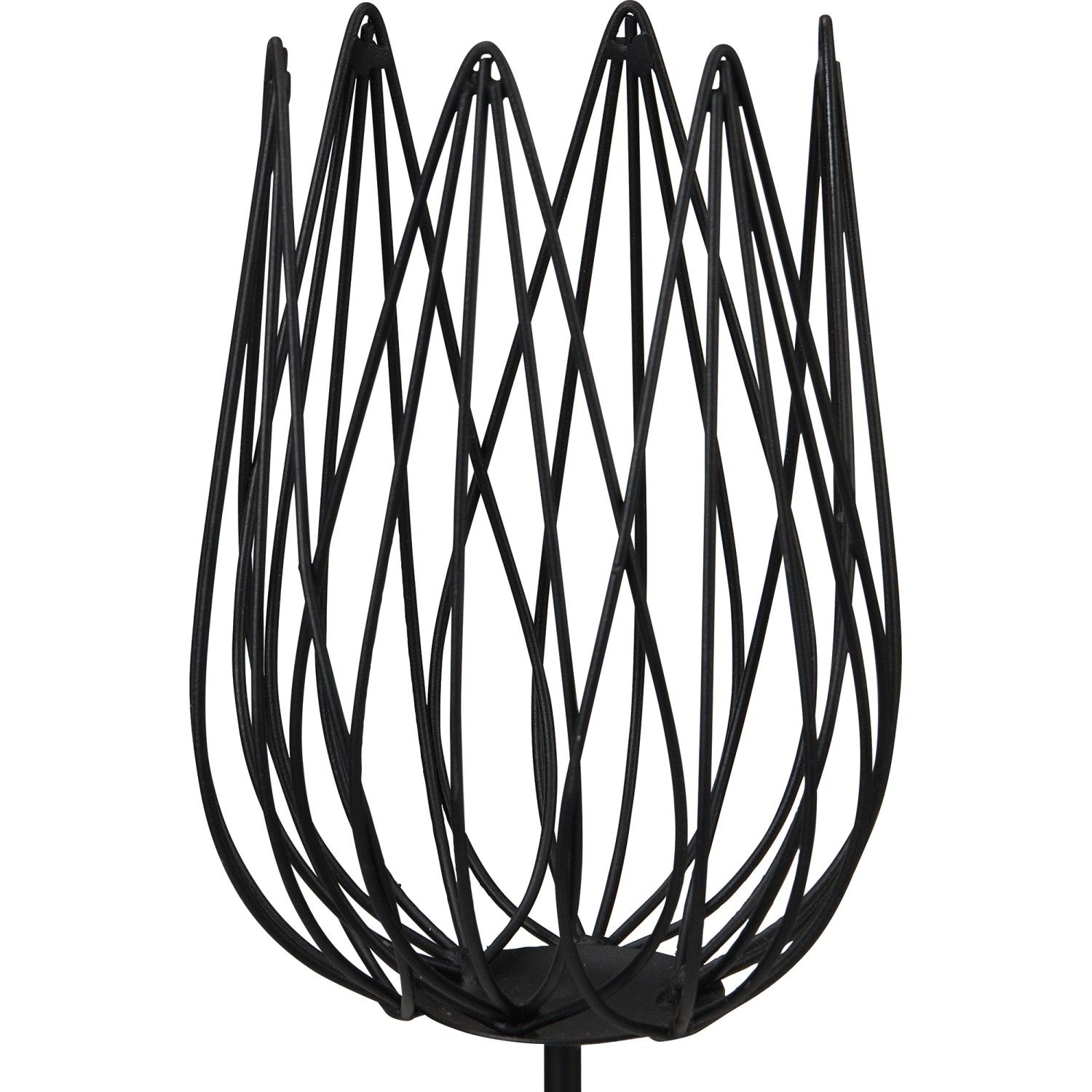 Schwarzer Gartenstecker Tulpe aus Metall, 96 cm hoch, für Beet und Pflanzkasten.
