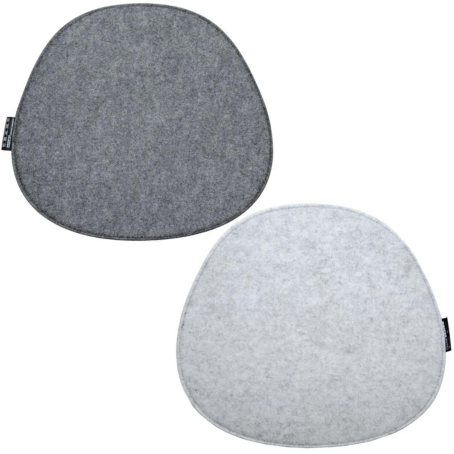 DuneDesign 2 Ovale Sitzkissen aus Filz 40 x 37 cm in Grau und Hellgrau
