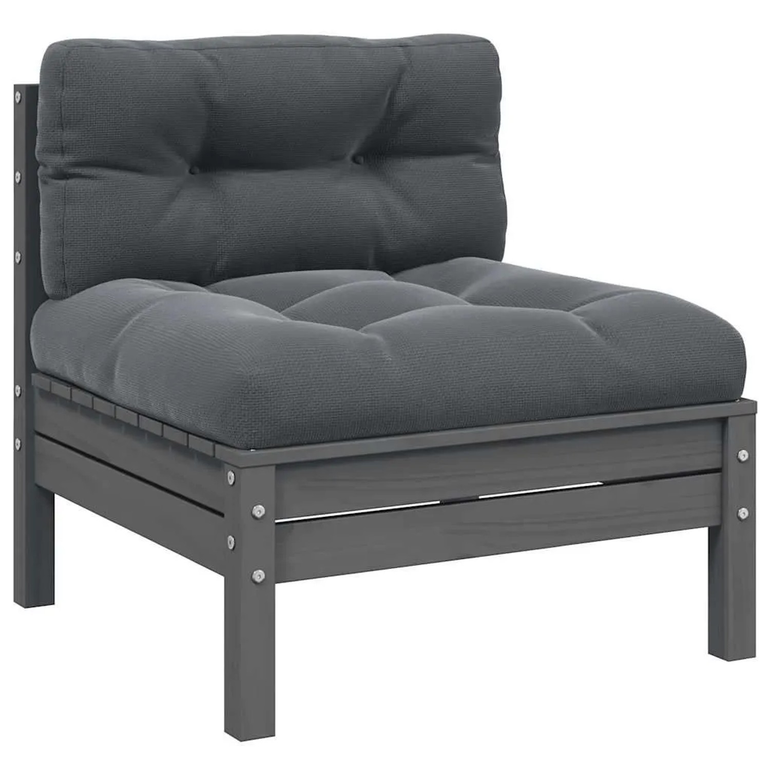 vidaXL Garten-Mittelsofa mit Anthrazit Kissen Grau Massivholz Kiefer 806636