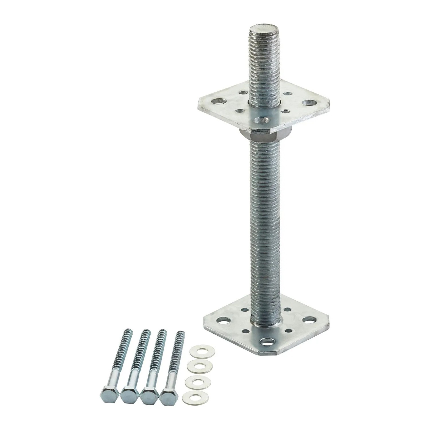 SOTECH 2er Set Pfostenträger M24 80 x 80 x 250 mm Stahl Verzinkt Höhenverstellbar Witterungsbeständig