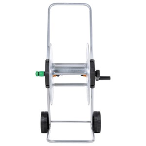 VidaXL Schlauchwagen für 60m Schlauch, Stahl, silberfarben und schwarz.